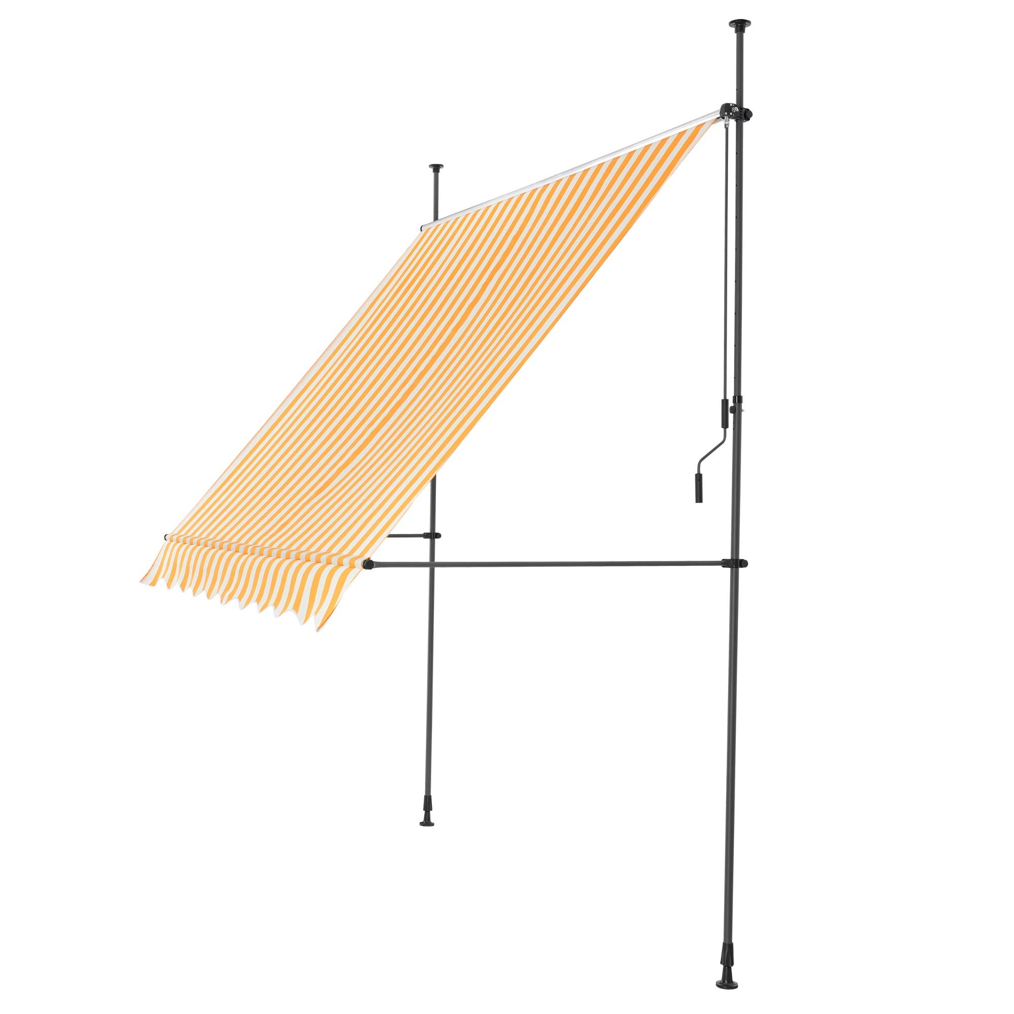 pro.tec Klemmmarkise Stem Markise ohne Bohren 250 x 120 x 220-309 cm Balkonmarkise mit Handkurbel Sonnenschutz Stahlgestell Gelb/Weiß