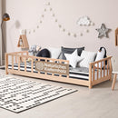 Famifidus Bodenbett 90x200 cm | Montessori Bodenbett inkl. Rausfallschutz und Lattenrost | Kinderbett für Jungen und Mädchen (Natur, 90 x 200 cm)