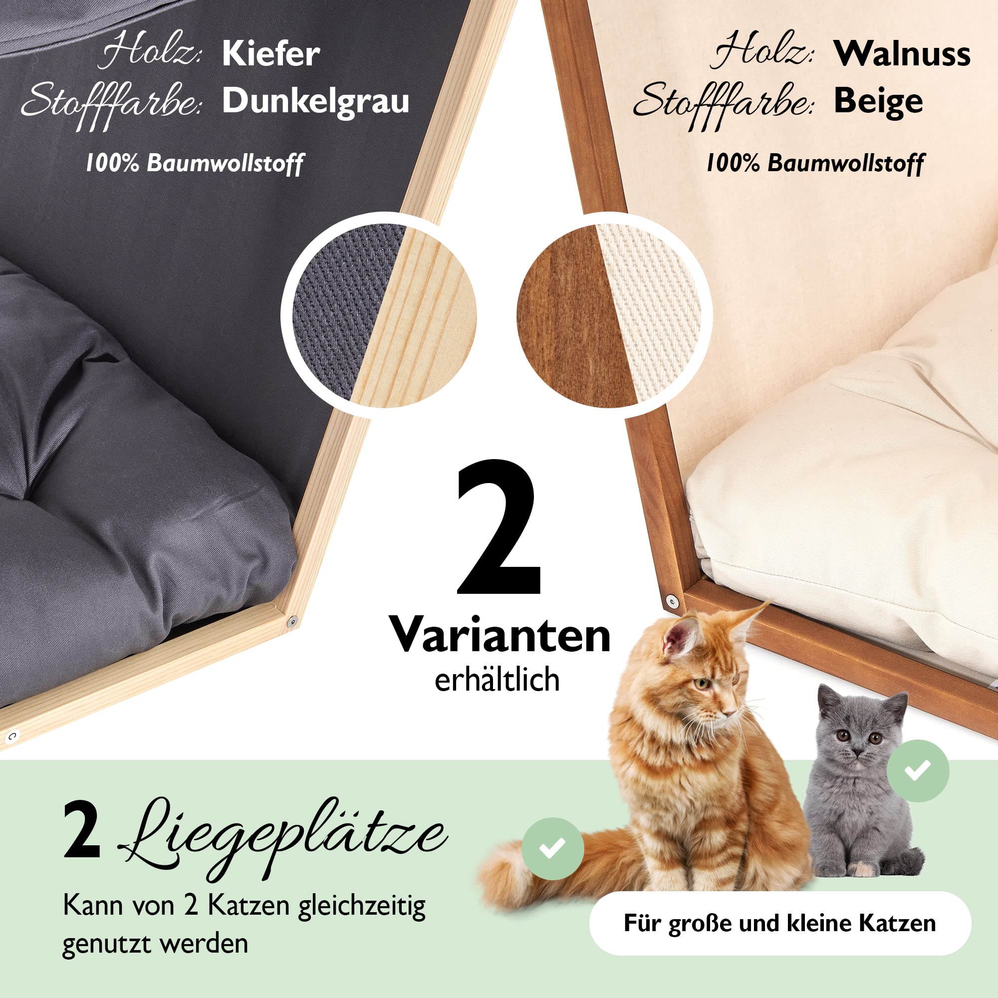 Nemmy Katzenlounge | Katzenhöhle Hängematte Katzenbett | Flauschiges Kissen zum Schlafen | Kuschelhöhle | Katzenmöbel große Katze | Katzenhaus Indoor | Katzenkorb