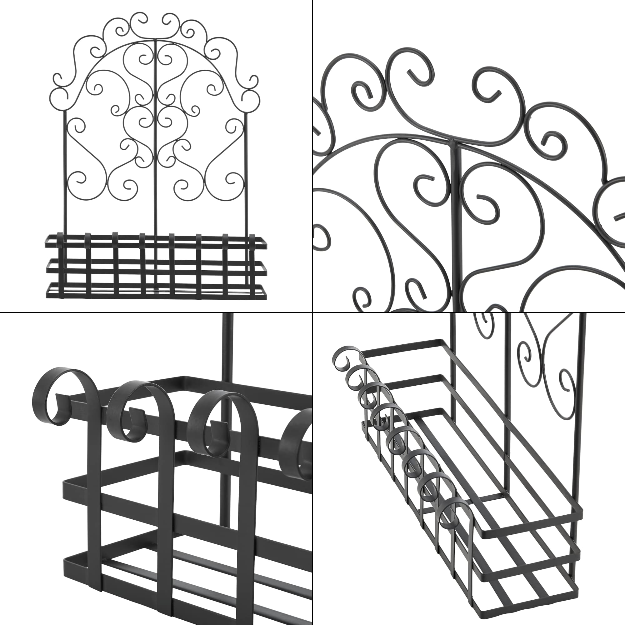 casa.pro Pflanzengestell Bjerkreim Blumenständer Blumentopfhalter Hängetopf für Außenbereich Balkon Metall Schwarz