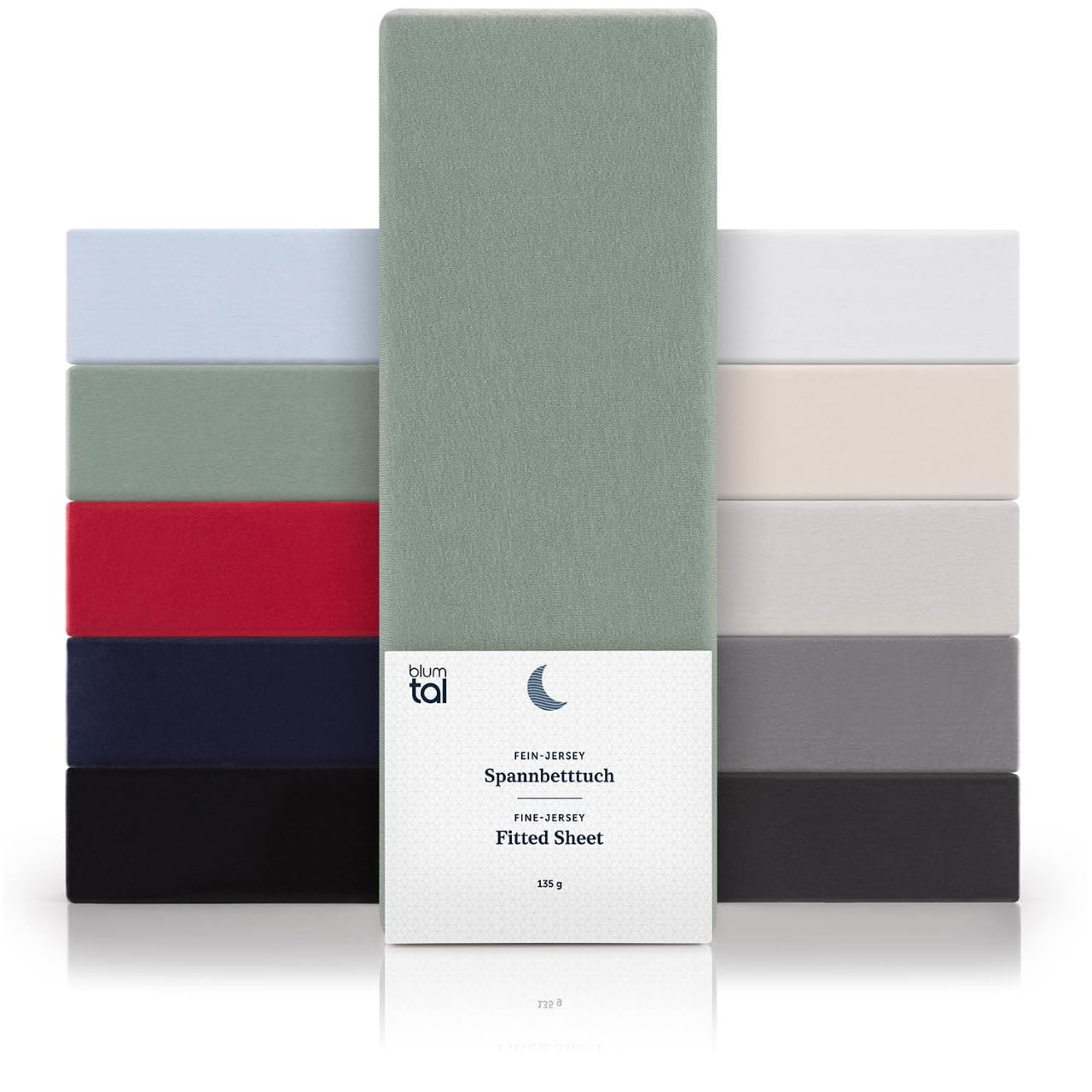 Blumtal® Basics Jersey Spannbettlaken 140x200cm -Oeko-TEX Zertifiziert, 100% Baumwolle Bettlaken, bis 20cm Matratzenhöhe, Summer Green - Grün