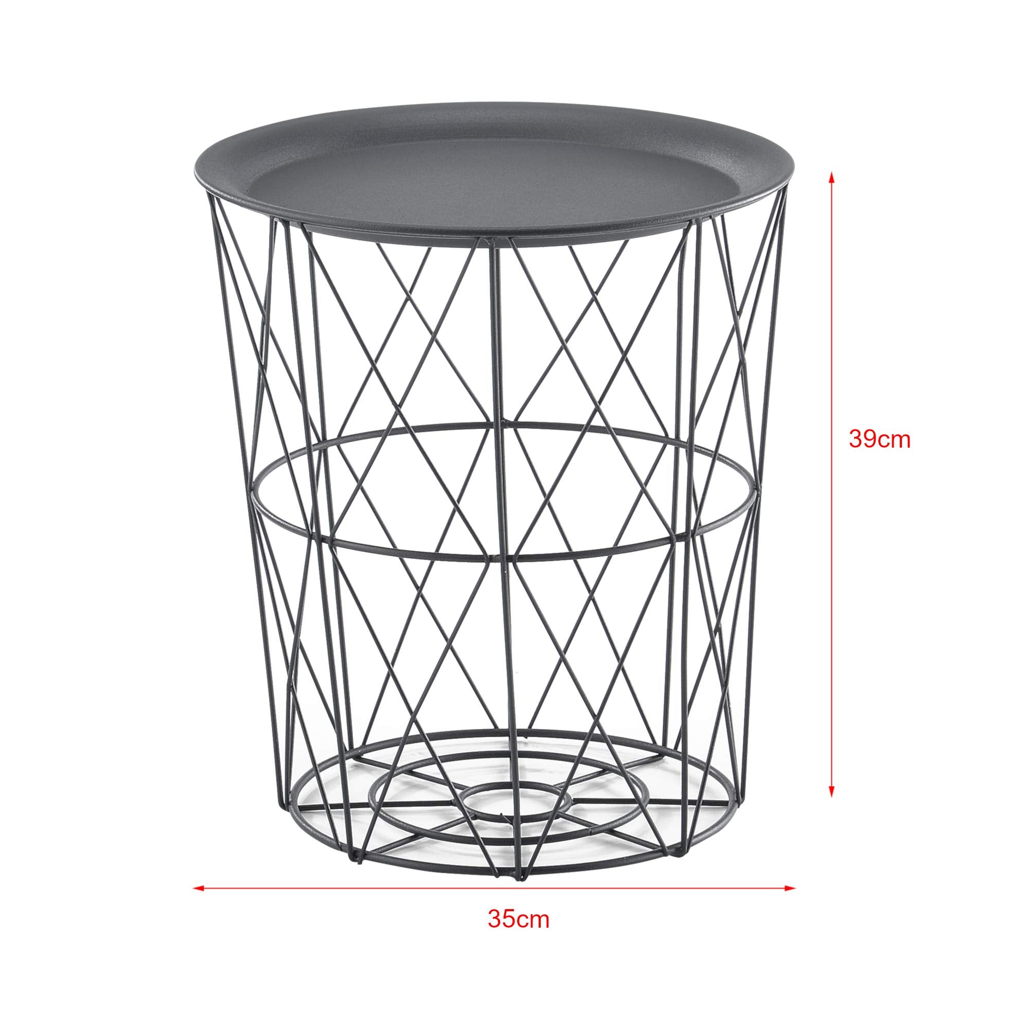 [en.casa] 3er Set Metallkorb Beistelltisch Dunkelgrau Couchtisch mit abnehmbare Tischplatten Sofatisch Tablettisch Wohnzimmertisch 3 Beistelltische