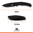 Wolfgangs TELUM Zweihandmesser Klappmesser aus feinstem D2 Stahl - Legales Taschenmesser Klappmesser - Rebustes Outdoor Messer Survival - Klappmesser Outdoor inkl. Kydex Holster (Satin Schwarz)