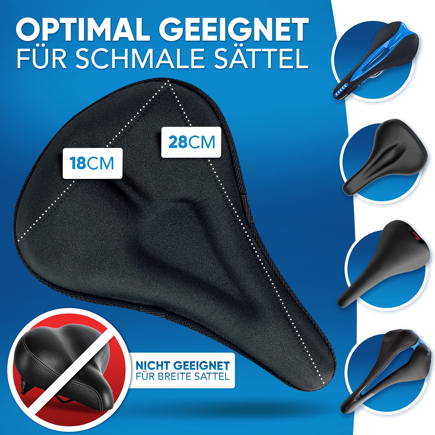 Nextcover NEU Universal Gel Sattelbezug Fahrrad inkl. Regenschutz [Memory-Foam] I Fahrradsattel Überzug mit mehrschichtigem Polster I Sattelschutz Fahrradsitz für Damen & Herren