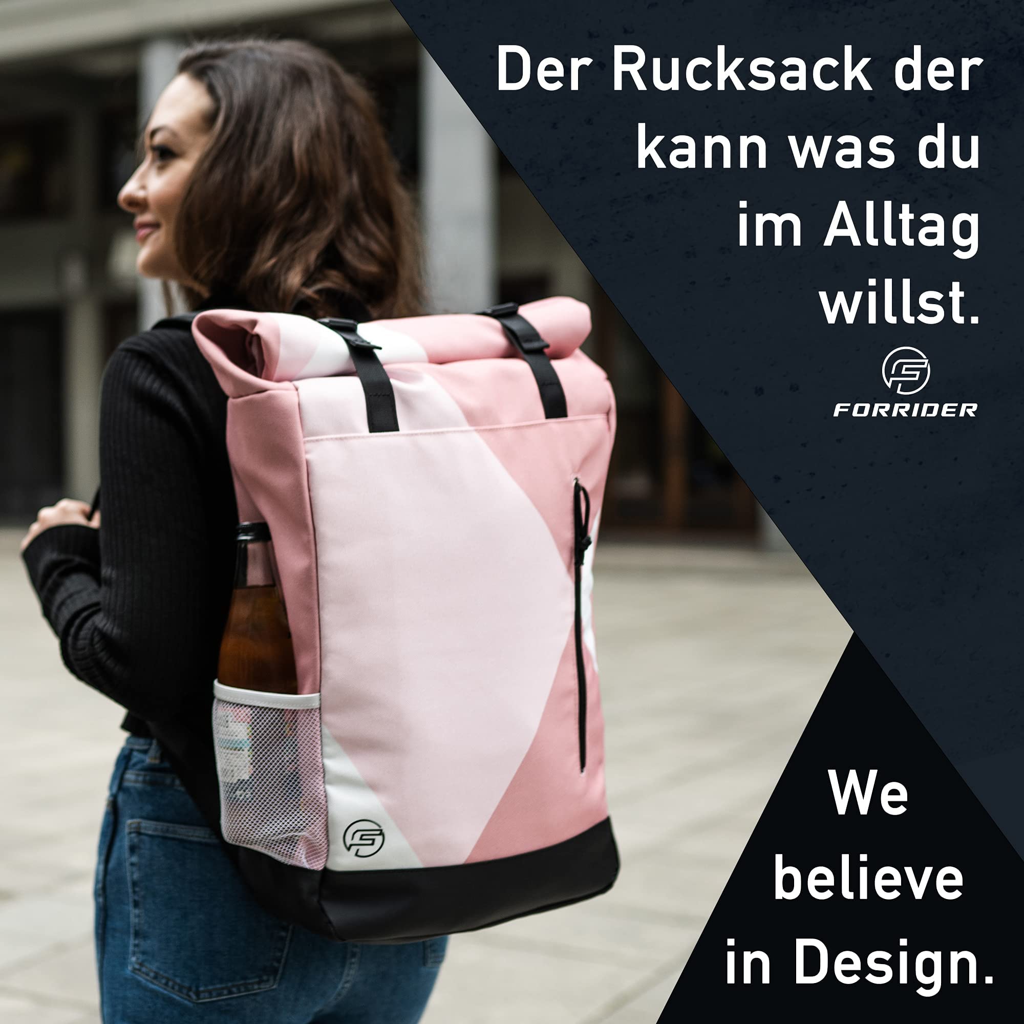 Forrider Rolltop Rucksack - Der Rucksack, der kann was du willst, Verstecktes Laptopfach | für Uni, Sport, Arbeit oder Freizeit, Navy, 30L