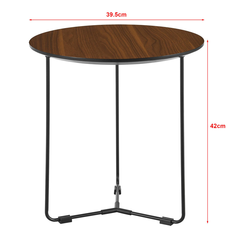 [en.casa] Beistelltisch Böhen Runder Kaffeetisch Couchtisch mit MDF-Tischplatte und Stahlgestell Minimalistisch Sofatisch für Wohnzimmer Schlafzimmer Flur 42xØ39,5cm Walnuss