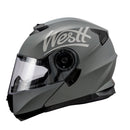 Westt Klapphelm Flip up Motorradhelm Integralhelm Herren Damen mit verstärktem Kinnschutz Chopper Moped Mofa Roller Modular Helm Motorrad mit ECE DOT Zertifizierung, grau, XL (59-60 cm)