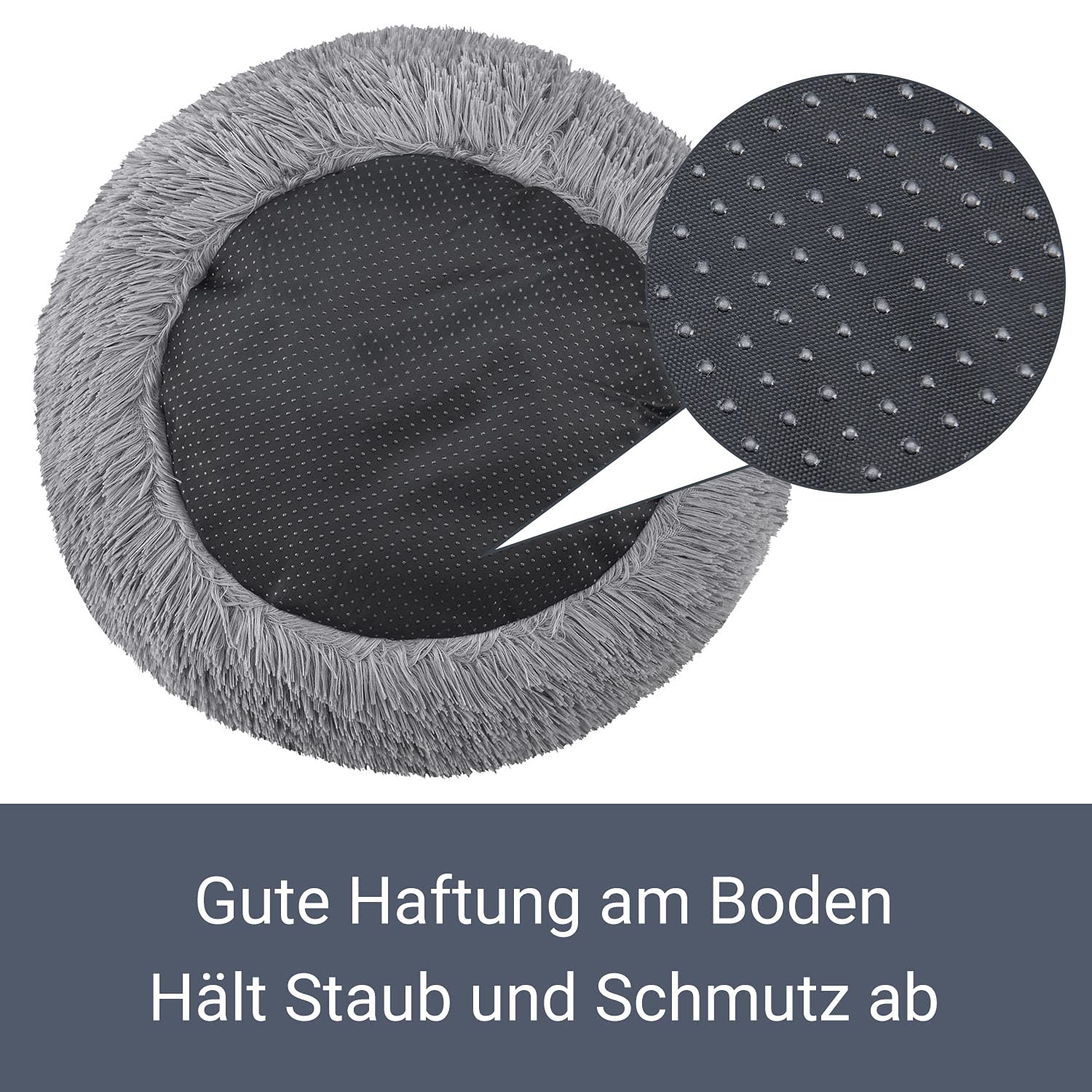 Juskys Haustierbett Monty XS 40 cm rund Donut flauschig, rutschfest & waschbar - Hunde & Katzen Hellgrau Hundebett Katzenbett Hundesofa Hundecouch