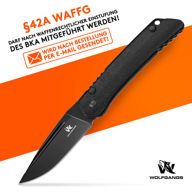 Wolfgangs CULTRO Zweihandmesser Klappmesser aus feinstem D2 Stahl - Legales Taschenmesser Klappmesser im zeitlosen Design - Outdoor Messer Survival - Klappmesser Outdoor inkl. Kydex Holster (Orange)