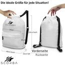 SCORBA Turnbeutel aus Papier - Umweltfreundlich, Wasserdicht, Leicht & Faltbar | für Damen & Herren | Gym Bag Sportbeutel Sportrucksack Rucksack - Beutel für Alltag, Sport, Wandern & Reisen | Weiß