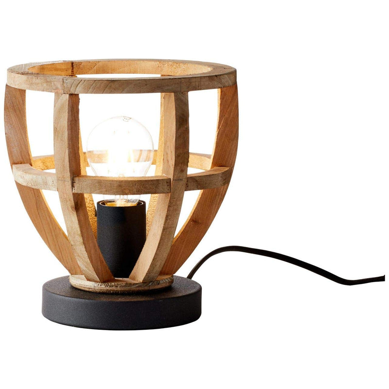 BRILLIANT Lampe Matrix Nature Tischleuchte 20cm antik holz/schwarz korund | 1x A60, E27, 40W, geeignet für Normallampen (nicht enthalten) | Mit Schnurzwischenschalter