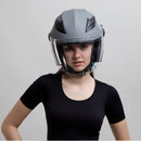 Westt Jethelm mit Visier & Sonnenblende Motorradhelm Herren Damen Rollerhelm Mopedhelm Mofa Chopper Helm Motorrad Halbhelm Open-Face-Helm Pilotenhelm ECE DOT Zertifiziert, matt grau, S (53-54 cm)