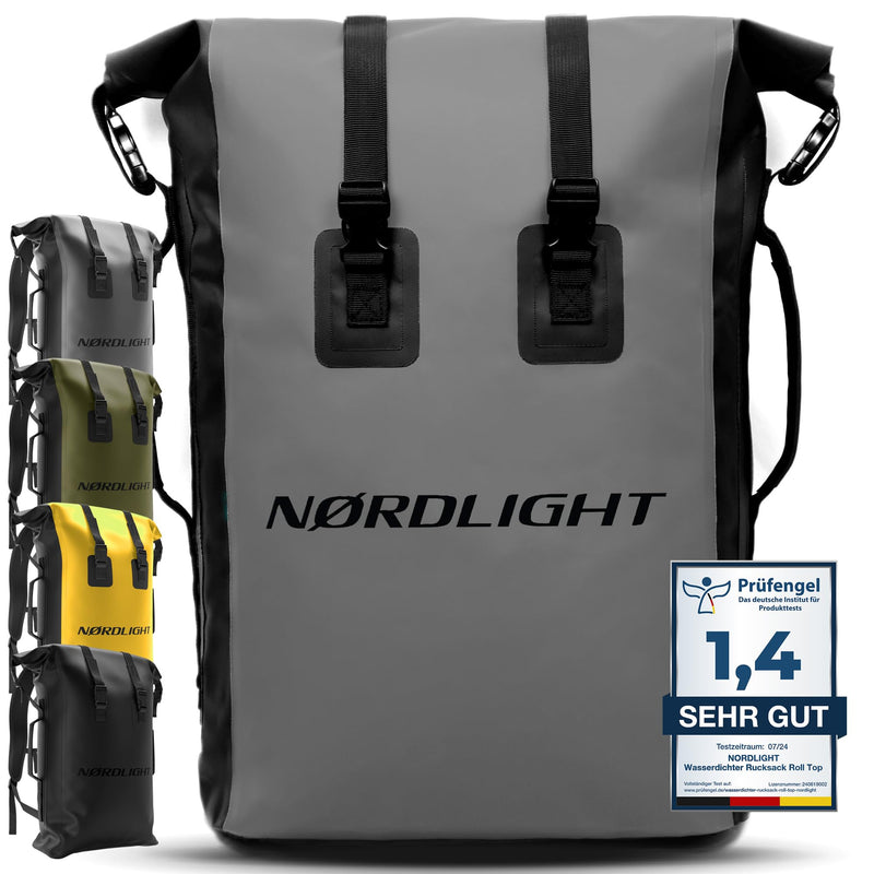 Nordlight Wasserdichter Rucksack Dry Bag 35l - (Anthrazit) Roll Top Rucksack mit gepolstertem Tragegurt, wasserdichte Tasche für Wassersport, Fahrrad Rucksack, Kurierrucksack, Trekking, Angeln