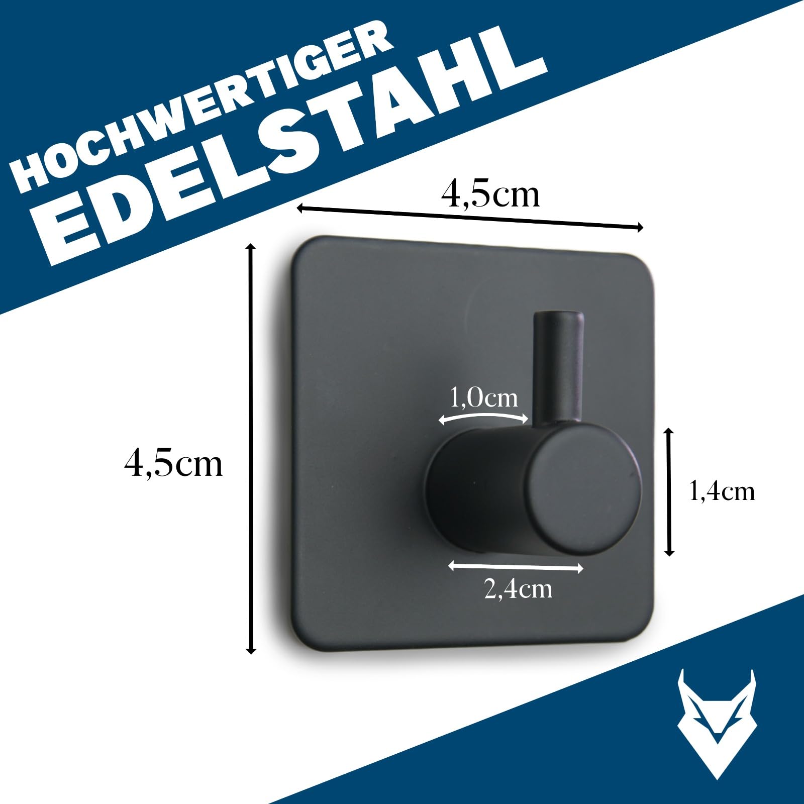 LUCHSFELD Klebehaken ohne bohren Handtuchhaken Handtuchhalter Wandhaken edelstahl schwarz selbstklebend 4 St.