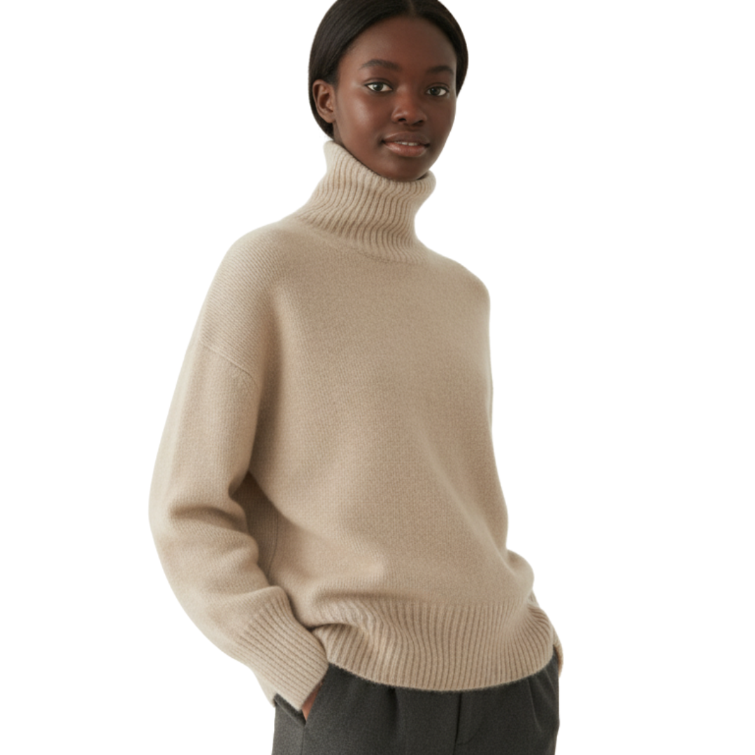 LuxeWool Pullover mit hohem Kragen