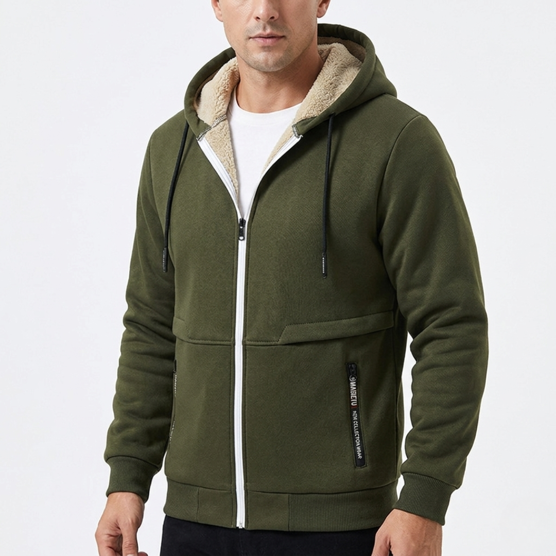 Schwere Kapuzenjacke mit Reißverschluss