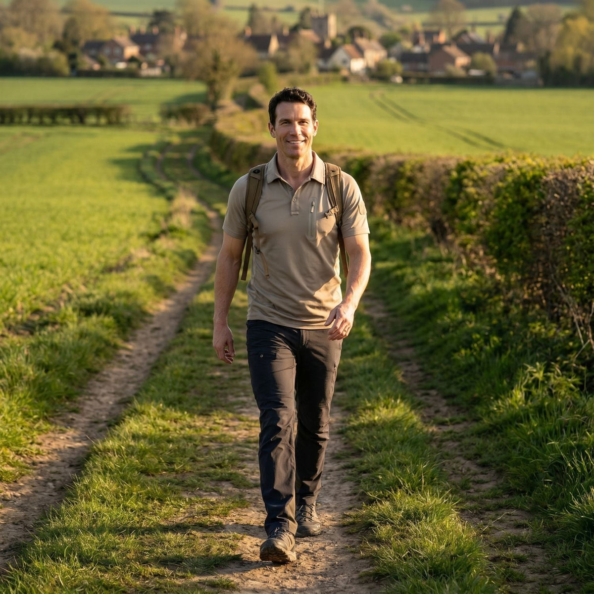 Herren Schnelltrocken-Poloshirt – Reißverschlusstasche, Outdoor