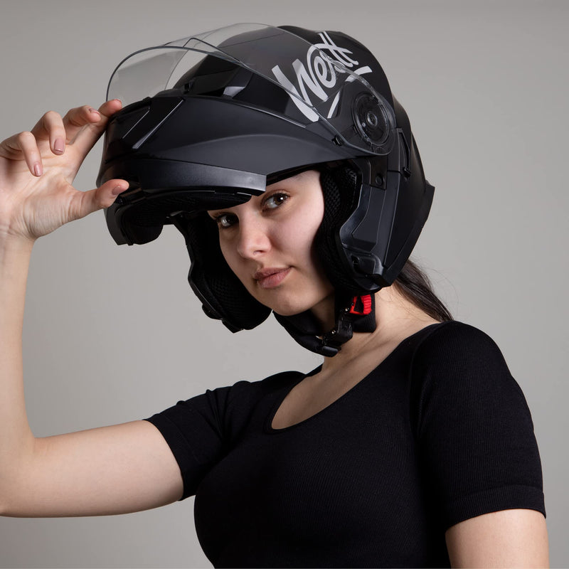 Westt Klapphelm Motorradhelm, Integralhelm mit Doppelvisier, ECE-R 22.06 Motocross Helm für Erwachsene Frauen und Männer / M (57-58 cm)