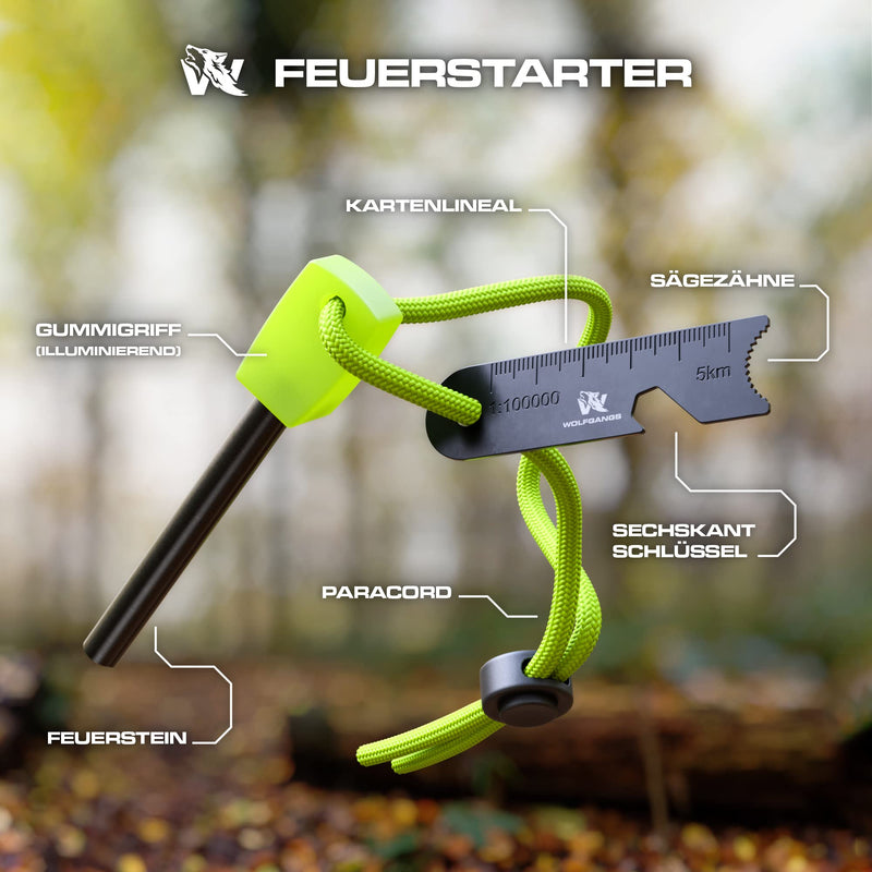 Wolfgangs Feuerstahl Outdoor - Feuerstein Survival - Feuerstarter Set - Outdoor Feuerzeug - Feuersteine - Survival Feuerzeug - EIN MUSS für Jede Survival Ausrüstung