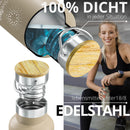 Trinkflasche Edelstahl mit Strohhalm, Infuser + 3 Deckel: BPA-frei, Auslaufsicher, Kohlensäure geeignet - Wasserflasche Fahrrad Thermosflasche Isoliert Isolierflasche Sport Wasser Flasche Kinder Tee