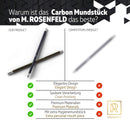 M. ROSENFELD Shisha Mundstück Carbon – 40 cm lang, Schwarz + Gold Faser, mit Schlauchadapter und Shisha Hygienemundstück schwarz inkl. Schlüsselband. Ideal Shisha Zubehör Geschenk