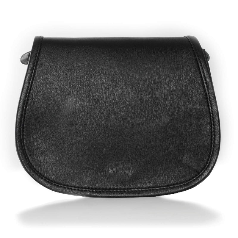 LEABAGS Leder Handtasche Damen I Premium Echtleder Umhängetasche I Damen Schultertasche I Damentasche I Tragetasche für Arbeit Uni Schule Freizeit I 23 x 21 x 11 cm I Nappa Schwarz