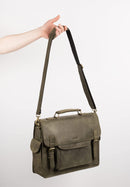 LEABAGS Bern Aktentasche aus echtem Büffel-Leder im Vintage Look - Olive