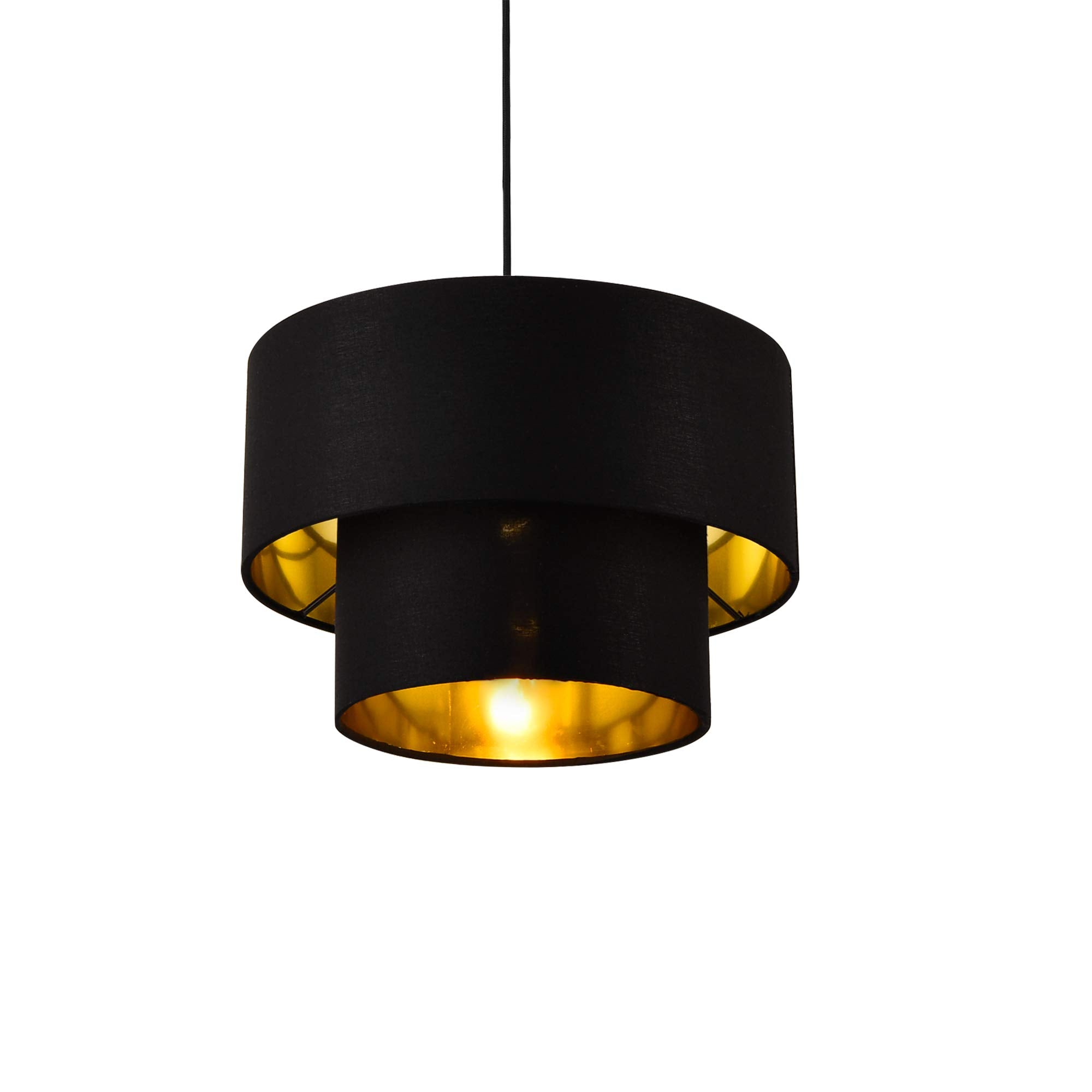 lux.pro Hängeleuchte E27 Deckenleuchte Hängelampe 40 cm Metall Stoff Schwarz-Gold