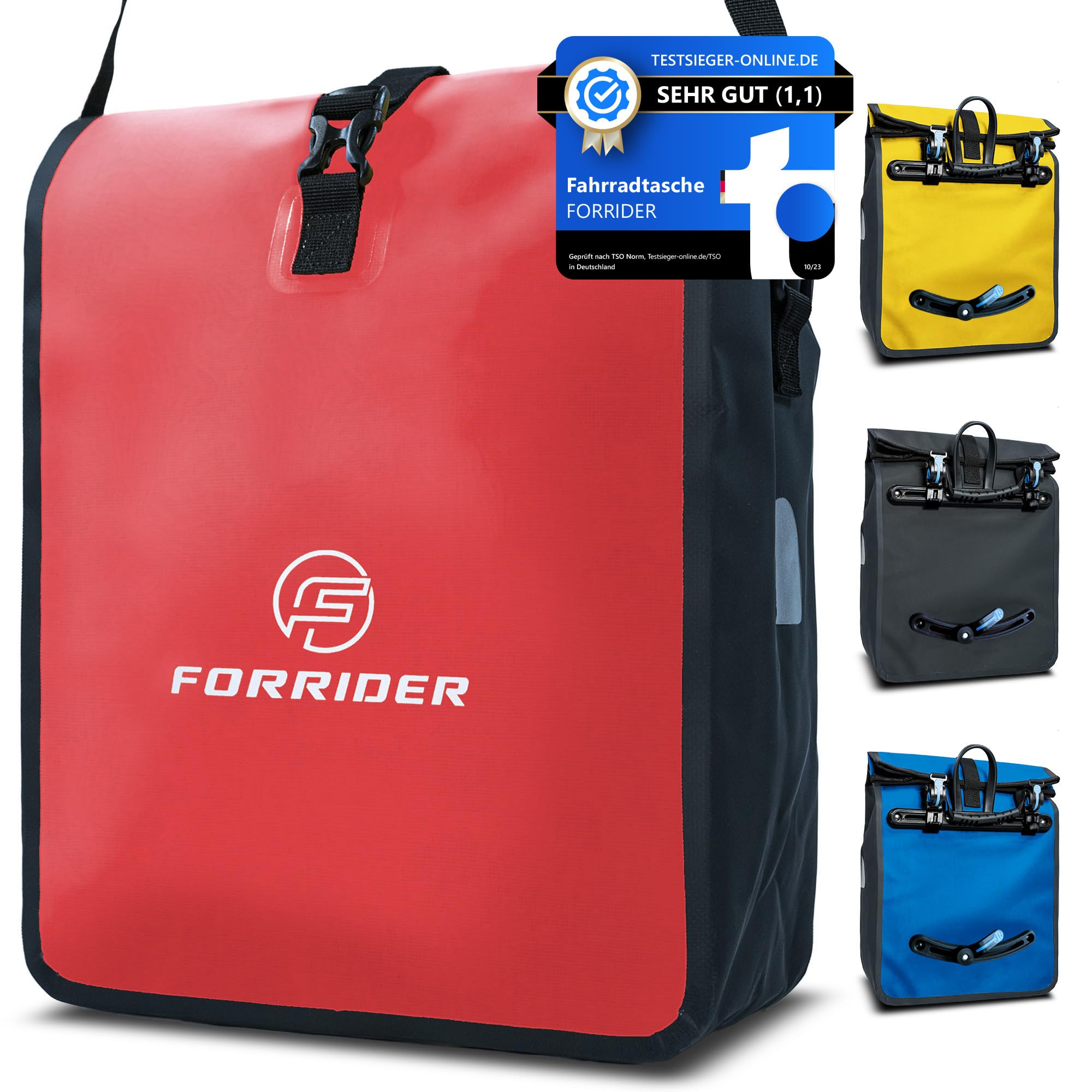 Forrider Fahrradtasche Wasserdicht für Gepäckträger [22L Volumen] mit Schultergurt | Gepäckträgertasche | Einzel | Fahrrad Tasche Packtasche hält an jedem Gepäckträger