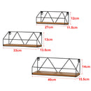 [en.casa] Wandregal Kolding 3tlg. Verschiedene Größen Hängeregal Wandboard Schweberegal Rahmen aus Eisen max. 10 kg Dunkler Holzton