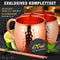 Vezato Moscow-Mule-Becher [500ml] – Gehämmerte Kupferbecher mit Strohhalmen – Handgemachtes Moscow-Mule-Set [4 Stück] – Rostfreie Kupfer Becher für Moscow Mule