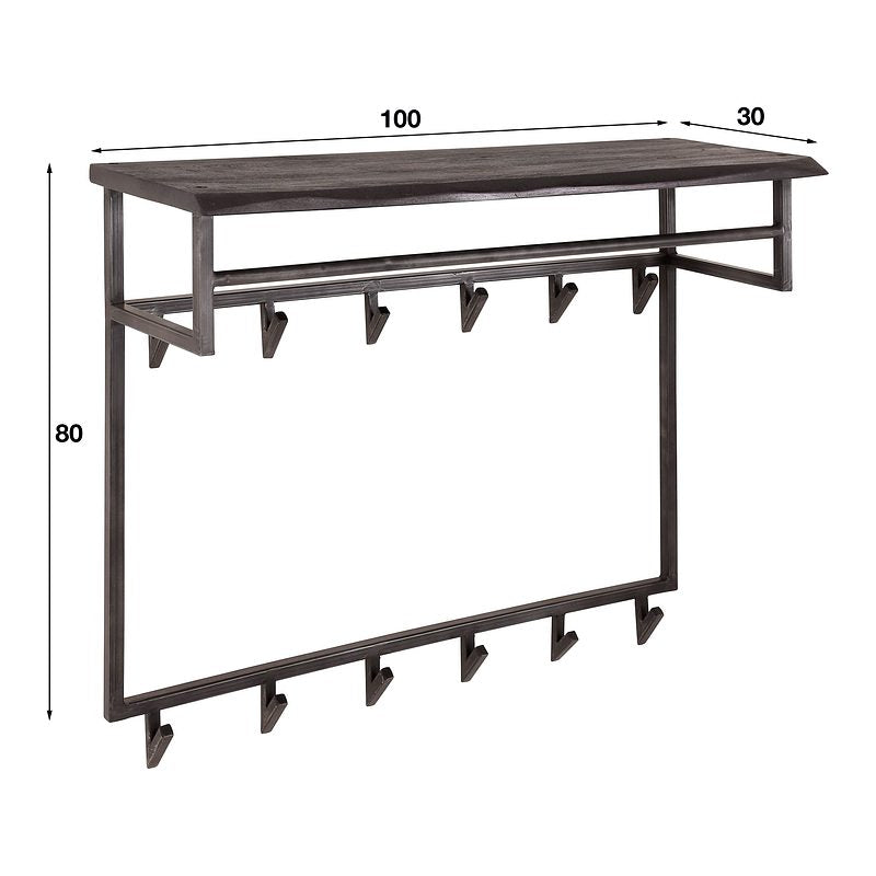 Rubjerg Design Garderobe Yucon hoch 12 Haken mit Hutablage Akazie massiv schwarz