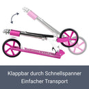 ArtSport Scooter Cityroller Big Wheel 205mm Räder klappbar & höhenverstellbar — Kinder-Roller ab 3 Jahre - Tretroller bis 100 kg — pink