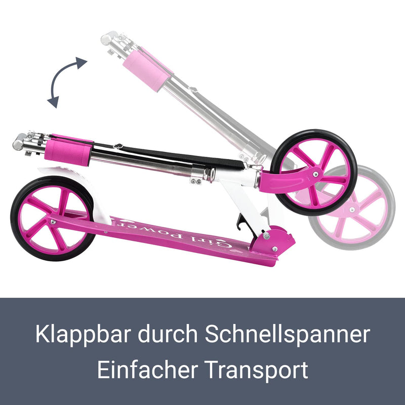 ArtSport Scooter Cityroller Big Wheel 205mm Räder klappbar & höhenverstellbar — Kinder-Roller ab 3 Jahre - Tretroller bis 100 kg — pink