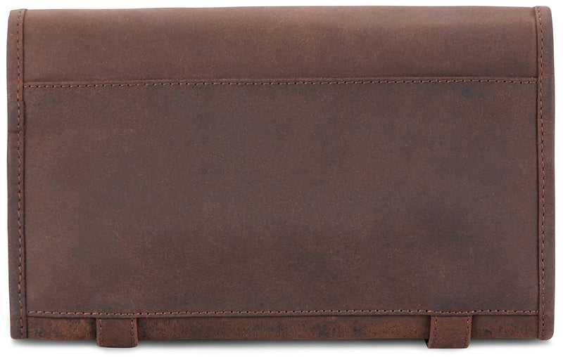 LEABAGS Palm City Genuine Buffalo Leather pencilcase in Vintage Style - Nutmeg