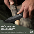 Wolfgangs W1 Outdoor Messer feststehende Klinge - Inkl. Scheide - Ideales Jagdmesser aus einem Stück 440C Stahl gefertigt - Premium Survival Messer - Perfektes Bushcraft Messer Outdoor (Schwarz)