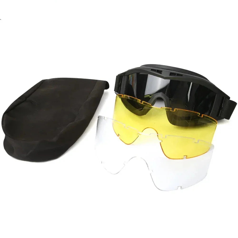 Tactical Airsoft-Schutzbrille – Anti-Fog, 3 Gläser