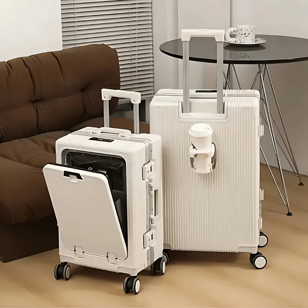 Rebolet | Manhattan Pro – Hartschalen-Handgepäckkoffer mit Aluminiumrahmen, Laptopfach und USB-Anschlüssen