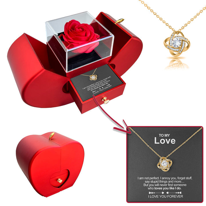 Rebolet | White Gold Necklace - With Real Rose - To My Love