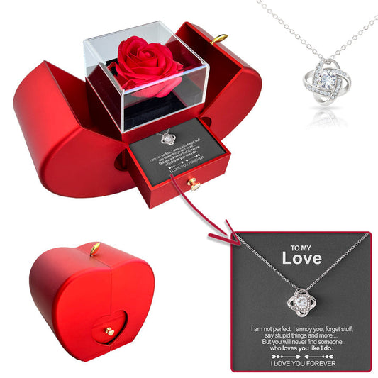 Rebolet | White Gold Necklace - With Real Rose - To My Love