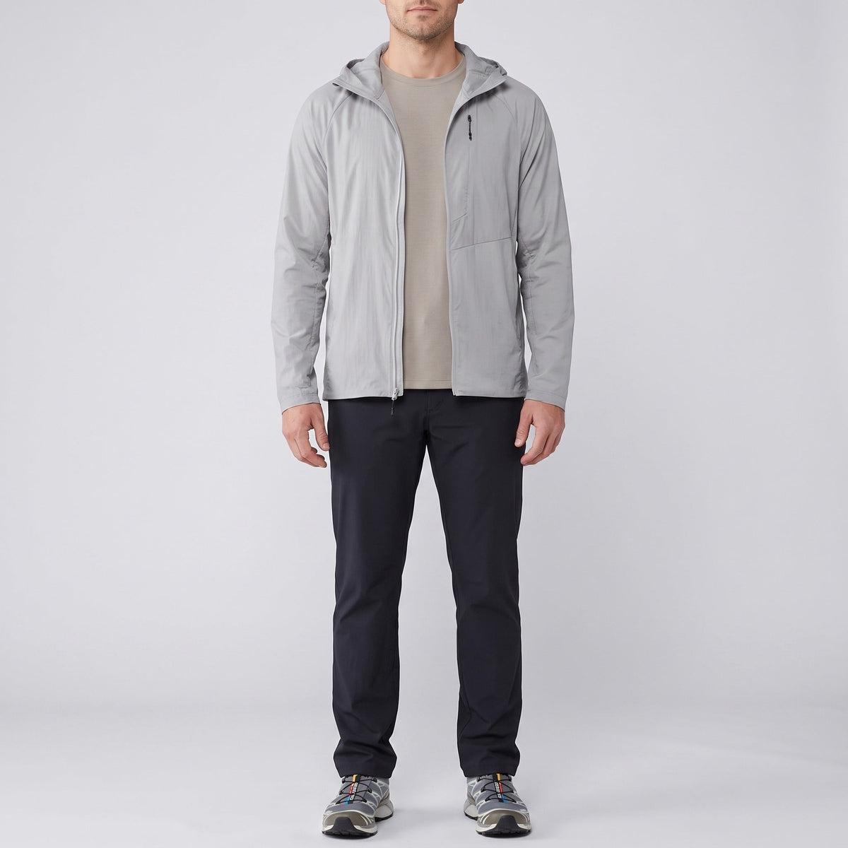 Herren Windbreaker leicht – packbare Jacke mit Kapuze, UPF 50+