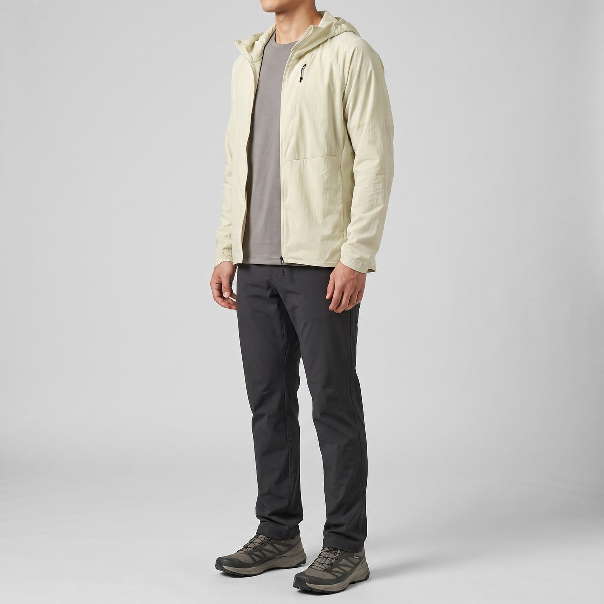 Herren Windbreaker leicht – packbare Jacke mit Kapuze, UPF 50+