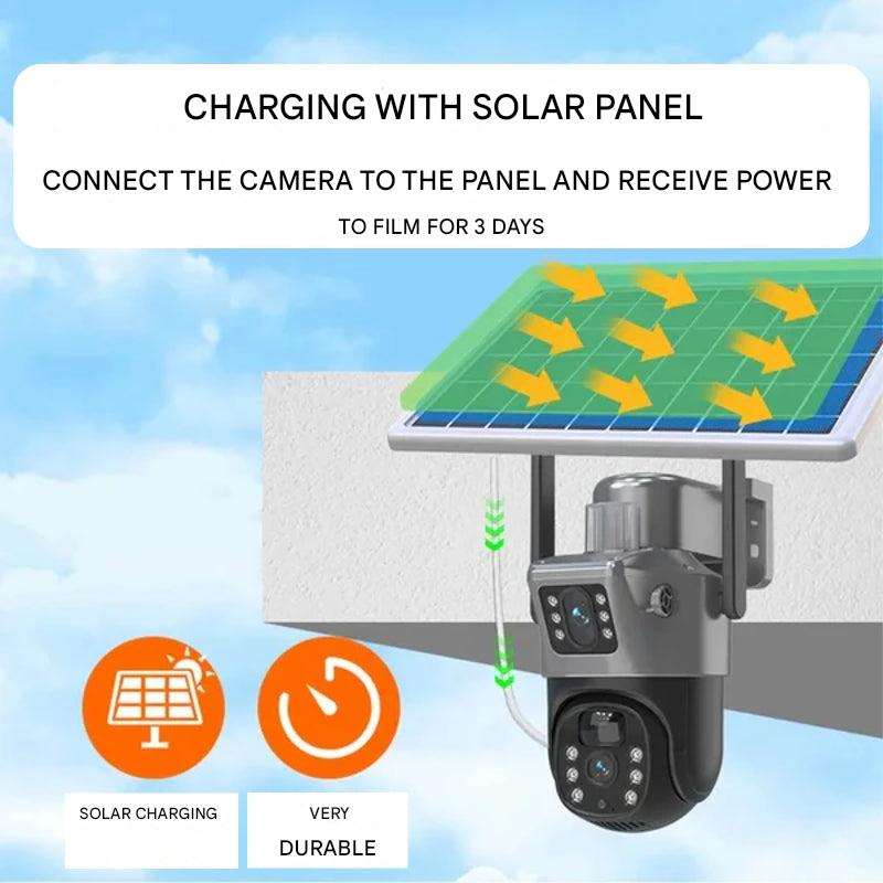 Rebolet | Kabellose 4K Überwachungskamera mit Solarpanel & App – DualGuard Sicherheitskamera für Zuhause & Garten