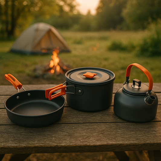 Kochgeschirr Set mit Kessel für Camping & Trekking – KocherSet Plus