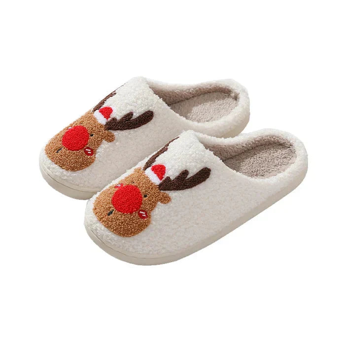 Rebolet | Weihnachten Rentier Hausschuhe - Soft Slip-On Hausschuhe für drinnen