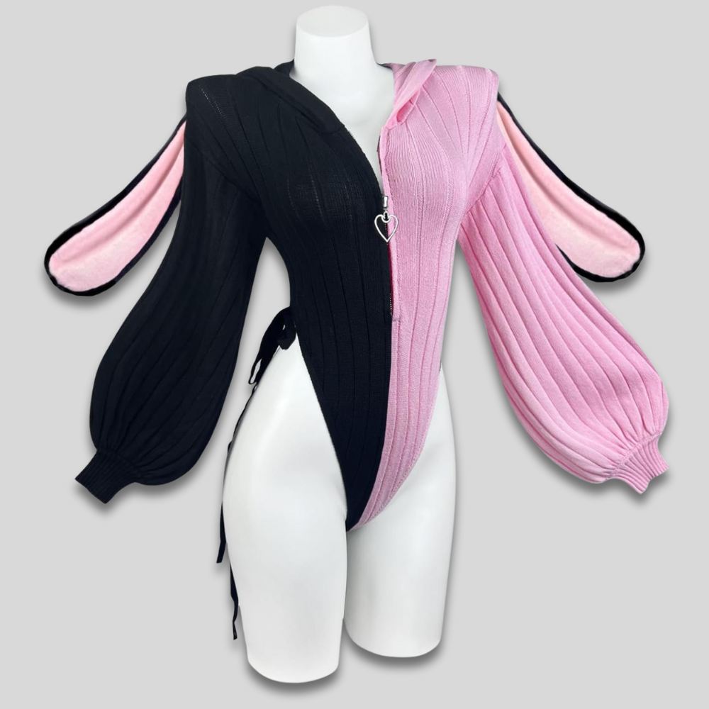Damen Hooded-Bodysuit im Hasen-Cosplay-Design