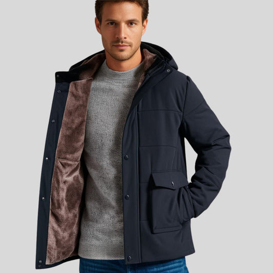 Rebolet | ThermoMax - Herren-Kapuzenjacke für den Winter – Dick gefütterter, lässiger Windbreaker mit Taschen