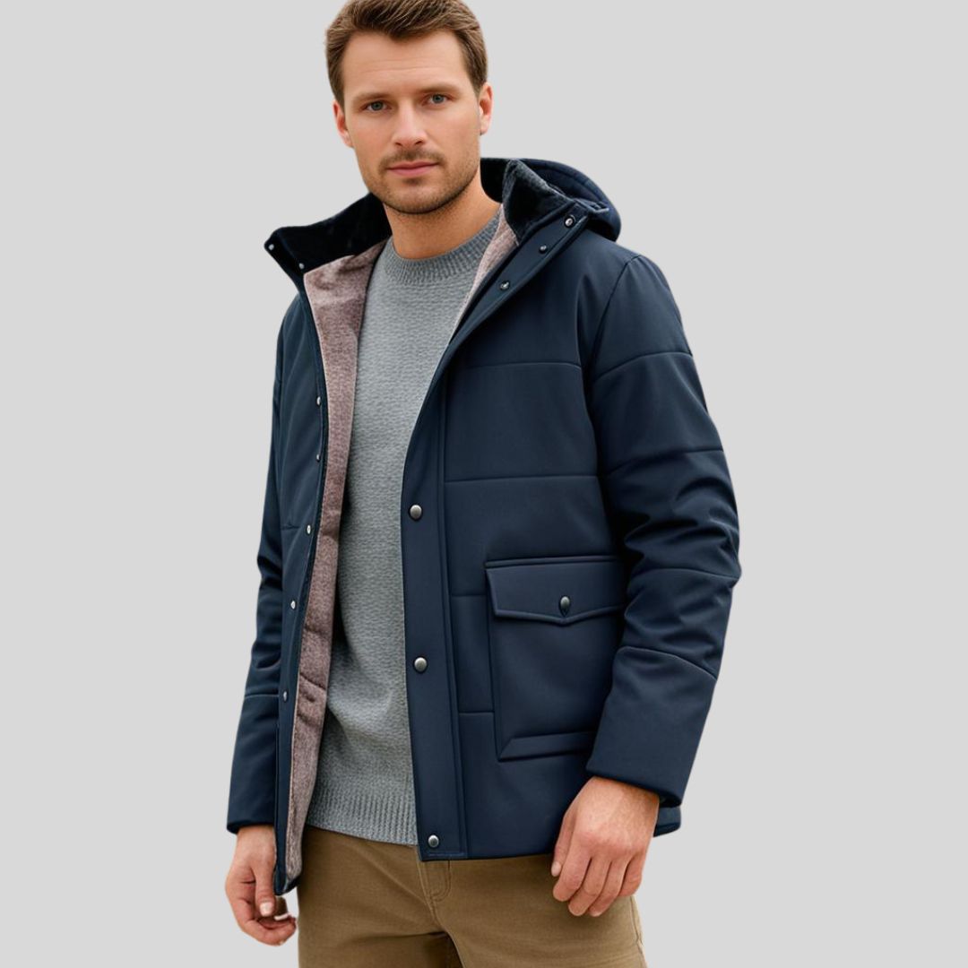 Rebolet | ThermoMax - Herren-Kapuzenjacke für den Winter – Dick gefütterter, lässiger Windbreaker mit Taschen