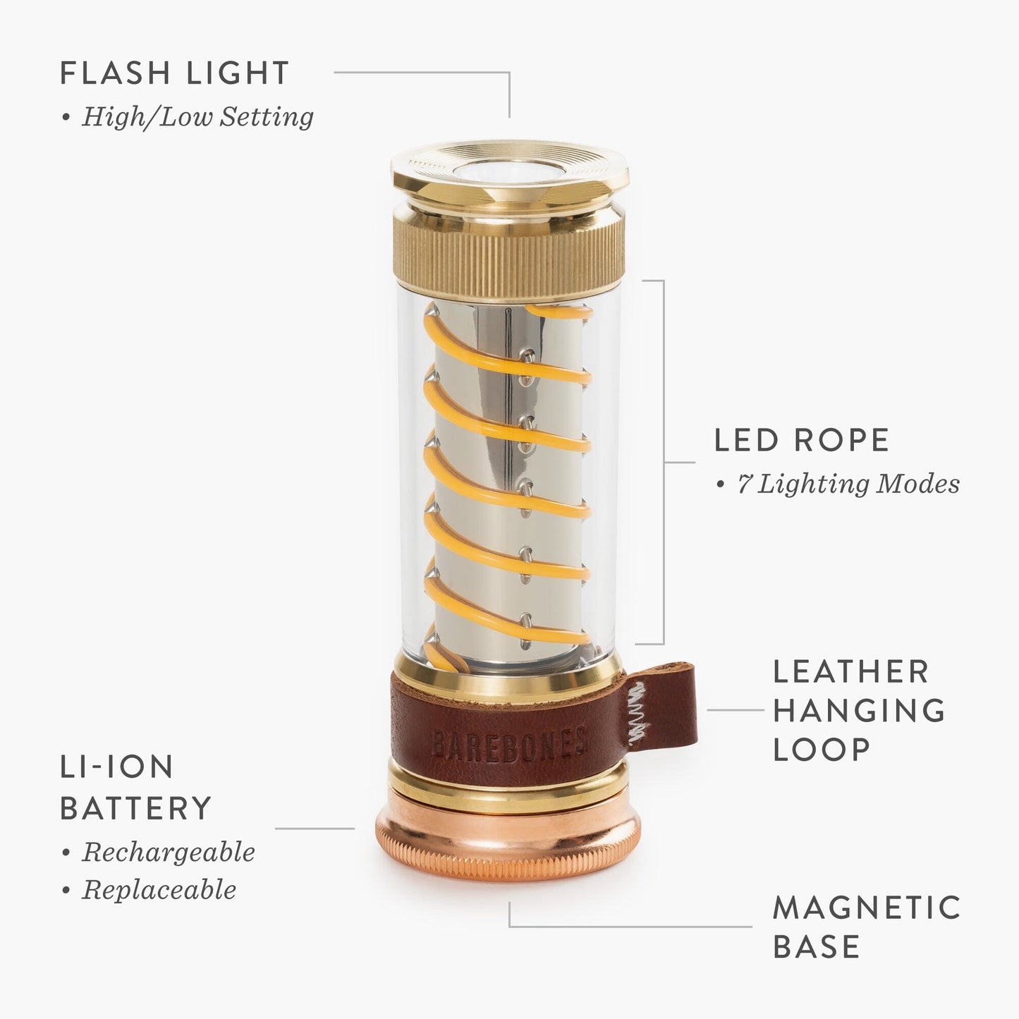 Rebolet | Edison Light Stick – Mehrzweck-Laterne und Taschenlampe mit USB-C-Aufladung und 7 Leuchtmodi