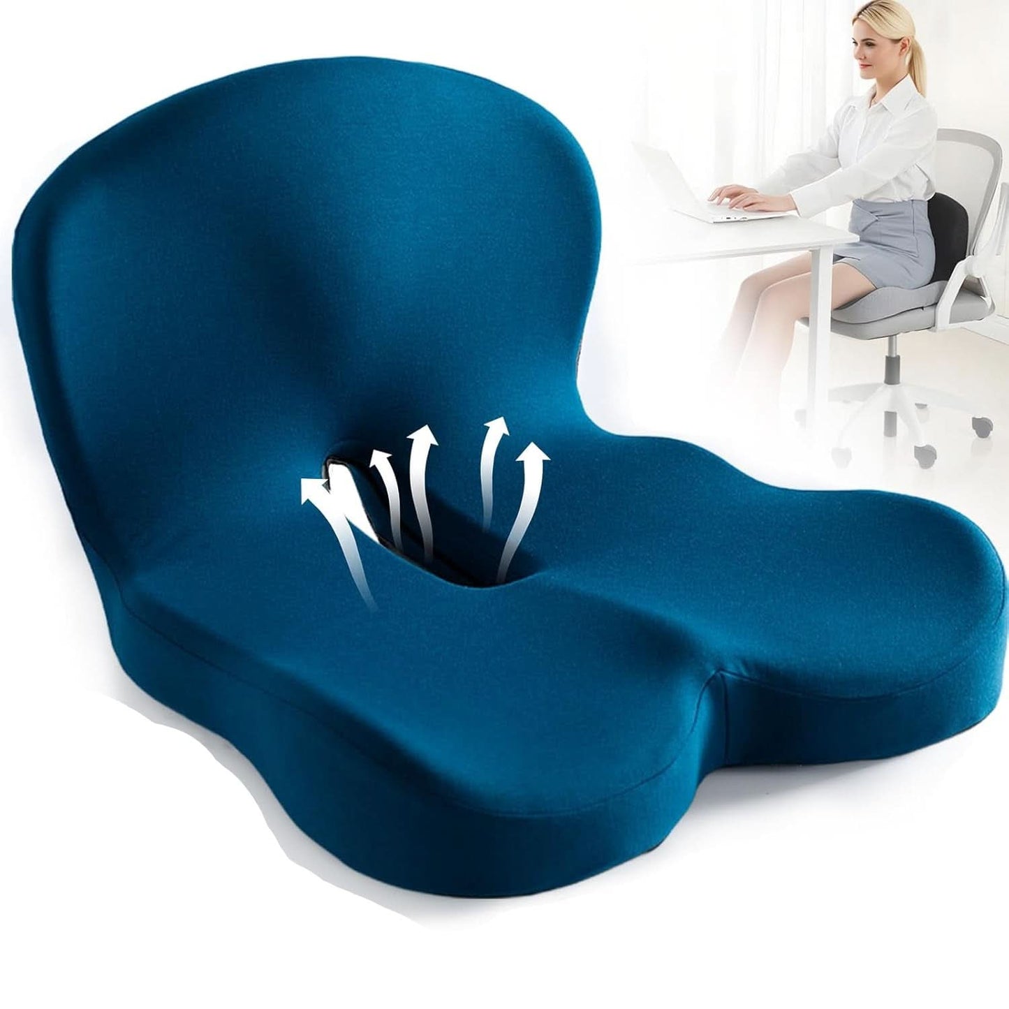 Rebolet | Ergonomisches Sitzkissen mit Lendenstütze für Büro, Auto & Reisen